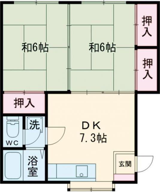 カーサベルポンテA(2DK/2階)の間取り写真