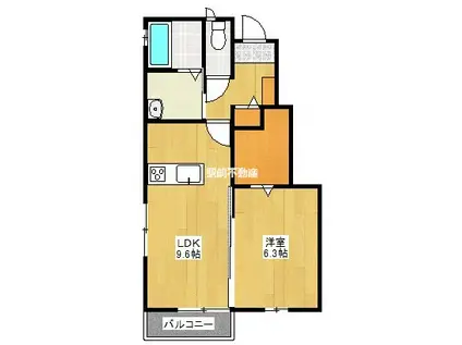 ラーク・ガーデン開成(1LDK/1階)の間取り写真