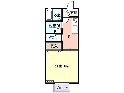 セジュール ルシエルB(1K/2階)の間取り写真