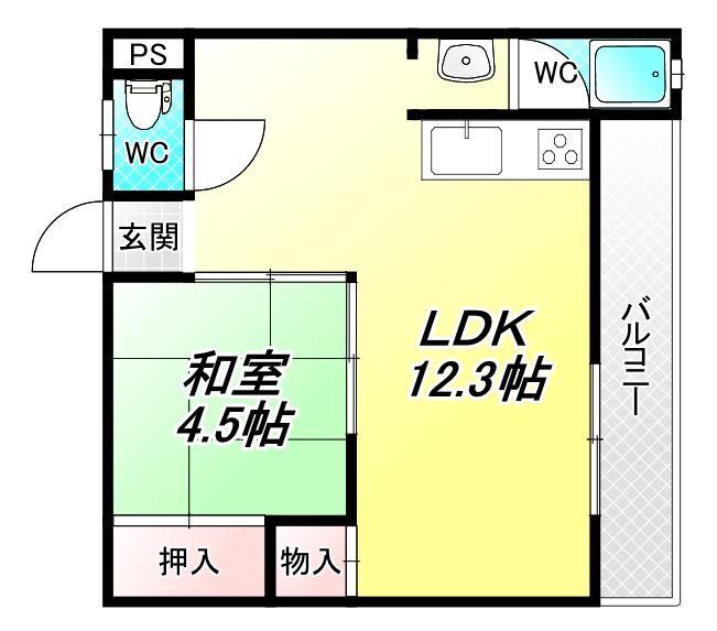 高橋マンション(1LDK/4階)の間取り写真