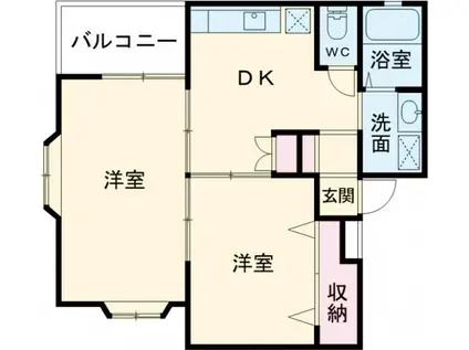 セントポーリアPーIII(2DK/2階)の間取り写真