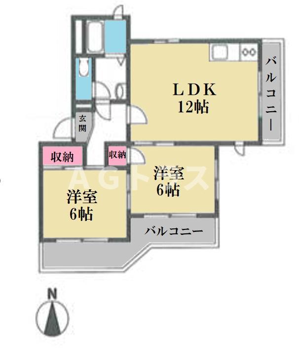 ONES東大成(2LDK/1階)の間取り写真