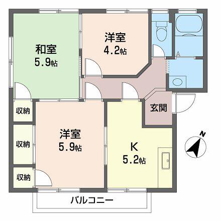 コーポラスやましたI(3K/2階)の間取り写真