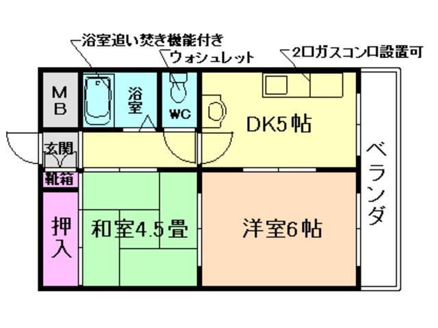 ローズハイツ(2DK/2階)の間取り写真
