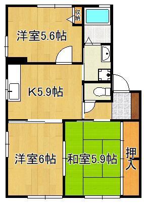 チェリーヒルズ  G棟(3K/1階)の間取り写真
