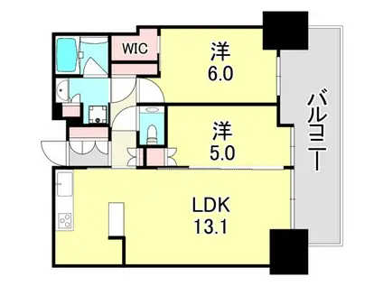ベイシティタワーズ神戸イースト(2LDK/13階)の間取り写真