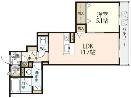 メゾン・ポルト府中八幡(1LDK/3階)の間取り写真