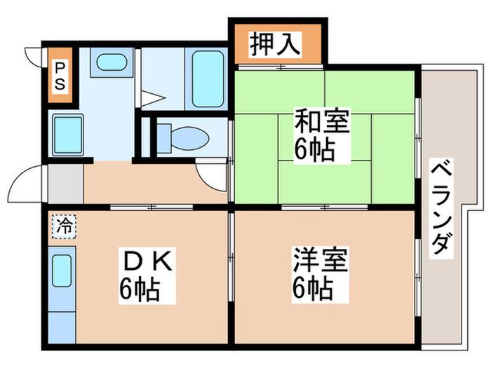 アビタ武蔵野(2DK/2階)の間取り写真