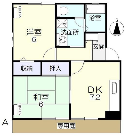 グリーンハイツ B(2DK/1階)の間取り写真