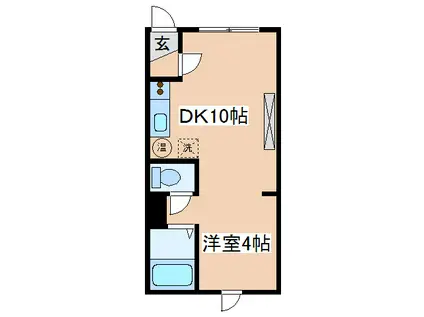 パークサイド貴(1DK/2階)の間取り写真