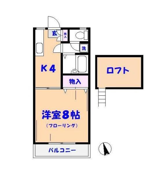 イーストコート(1K/2階)の間取り写真