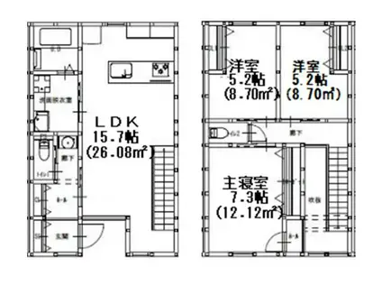 グランメゾンクレスト南蔵王II(3LDK/1階)の間取り写真