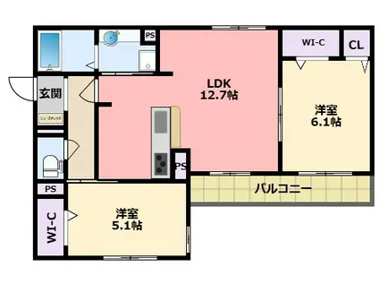 ラ フレーズ(2LDK/1階)の間取り写真