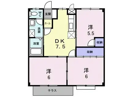 ハイツウイステリア(3DK/1階)の間取り写真