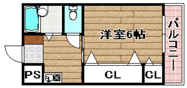 アンフィニィ松が丘 (1DK/4階)の間取り写真