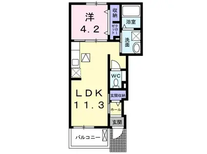 ナナ I(1LDK/1階)の間取り写真