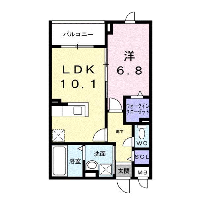 アーバンコート堀川西(1LDK/2階)の間取り写真