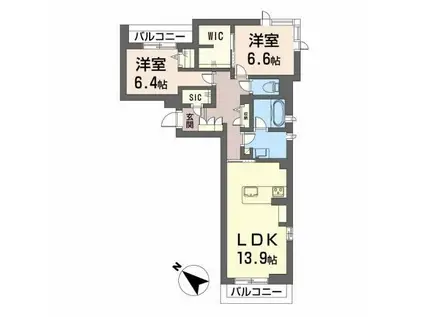 グランエス長束(2LDK/3階)の間取り写真