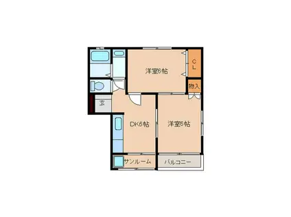 THE DREAM(2DK/2階)の間取り写真