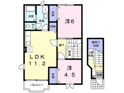 アンソレイエA(2LDK/2階)の間取り写真