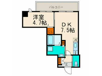 メゾン TADO(1DK/7階)の間取り写真