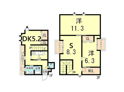 アクト・ワン第3ビル(2SDK/5階)の間取り写真