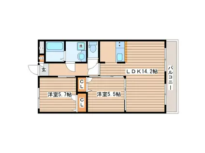 CCR-2014(2LDK/2階)の間取り写真
