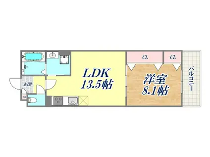 リアン名谷(1LDK/3階)の間取り写真