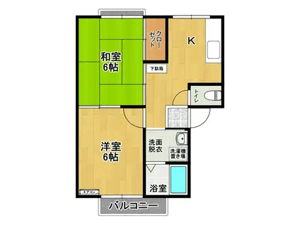 ファーストパレスII B棟(2K/1階)の間取り写真