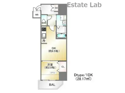 アドバンス三宮パルマ(1DK/9階)の間取り写真