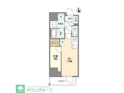 リビオメゾン上野松が谷(1DK/6階)の間取り写真