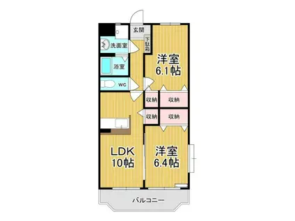 Y.M.ジェイド(2LDK/3階)の間取り写真