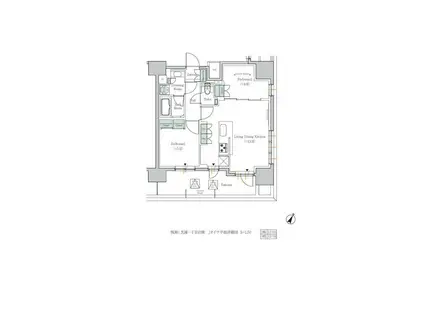 ONE ROOF RESIDENCE TAMACHI(2LDK/14階)の間取り写真