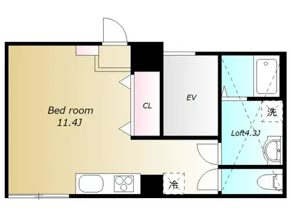 クラウンマンション(1K/1階)の間取り写真