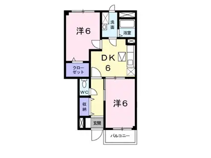 グランドステージしなのA(2DK/1階)の間取り写真