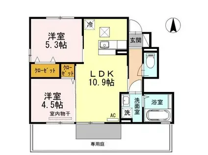 フォーレストKOHARU(2LDK/1階)の間取り写真