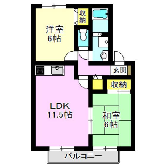 セジュール エスト(2LDK/2階)の間取り写真