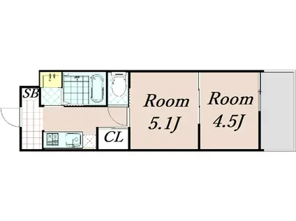 アドバンス京都リエートI(2K/1階)の間取り写真