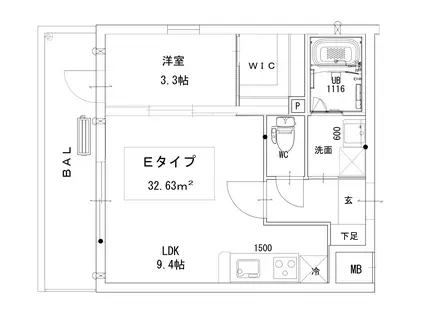 ソシオス春日(1LDK/2階)の間取り写真