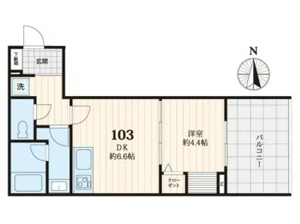 メゾンボヌール(1DK/1階)の間取り写真