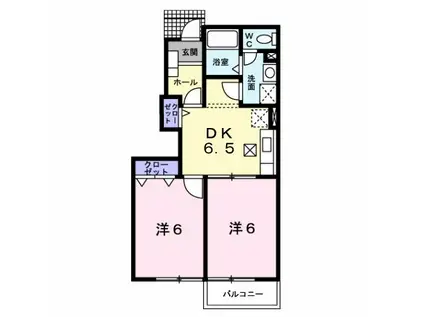 レジデンス南I(2DK/1階)の間取り写真