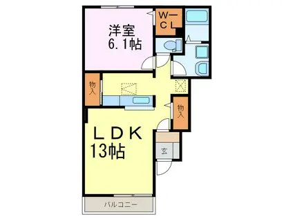 ラッフィナート(1LDK/1階)の間取り写真