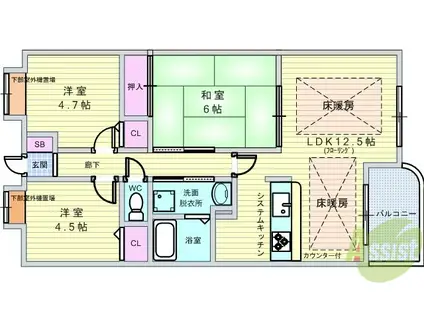 ソレイユレヴァン(3LDK/3階)の間取り写真