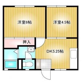 古谷ハイツ(2DK/2階)の間取り写真