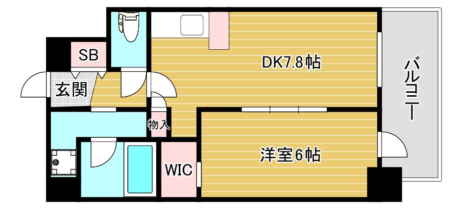エステムコート難波Vブロード(2K/7階)の間取り写真