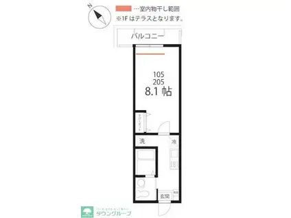 ハーミットクラブハウスメニャン(1K/1階)の間取り写真