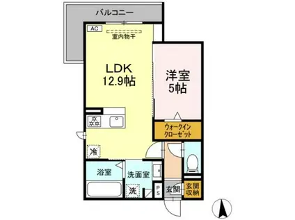 D-CRINUM 富士見町(1LDK/2階)の間取り写真