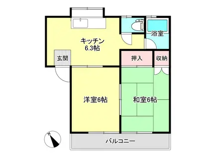 フレグランス松美(2DK/1階)の間取り写真