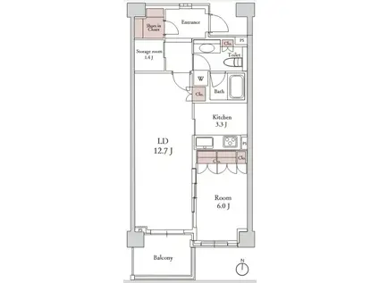 アデニウム高輪(1LDK/8階)の間取り写真
