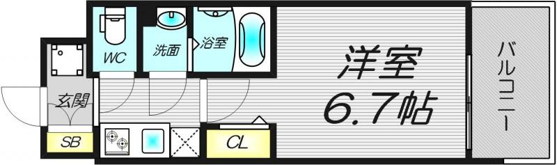 ALIVIS福島海老江(1K/10階)の間取り写真